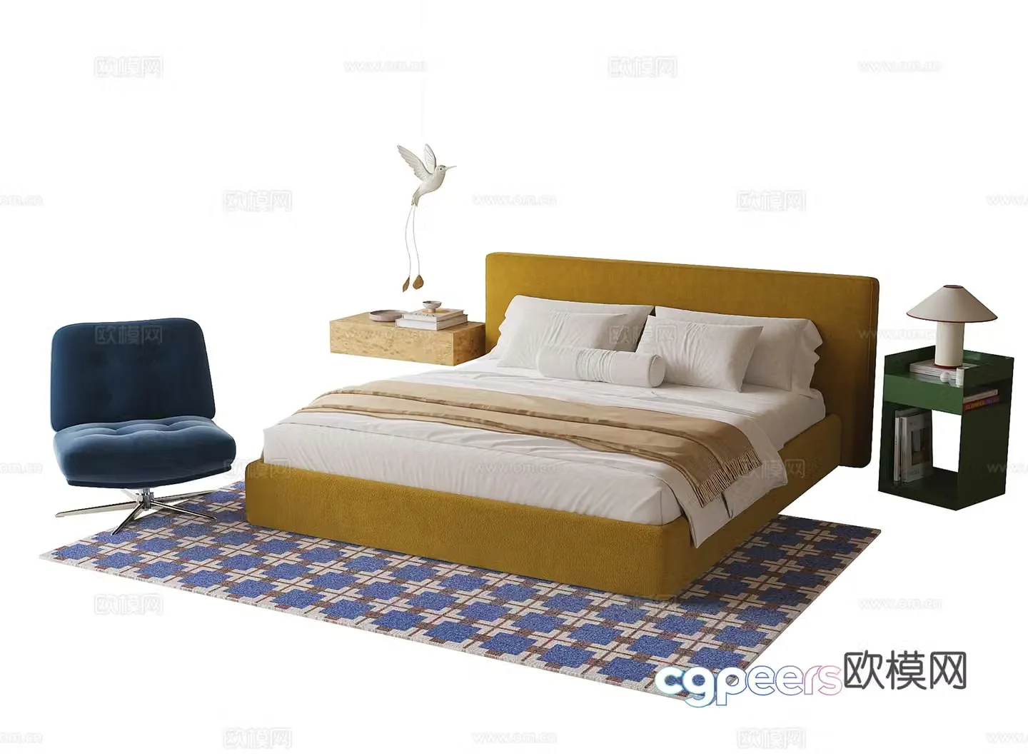 Modern children’s bed single bed 3d model