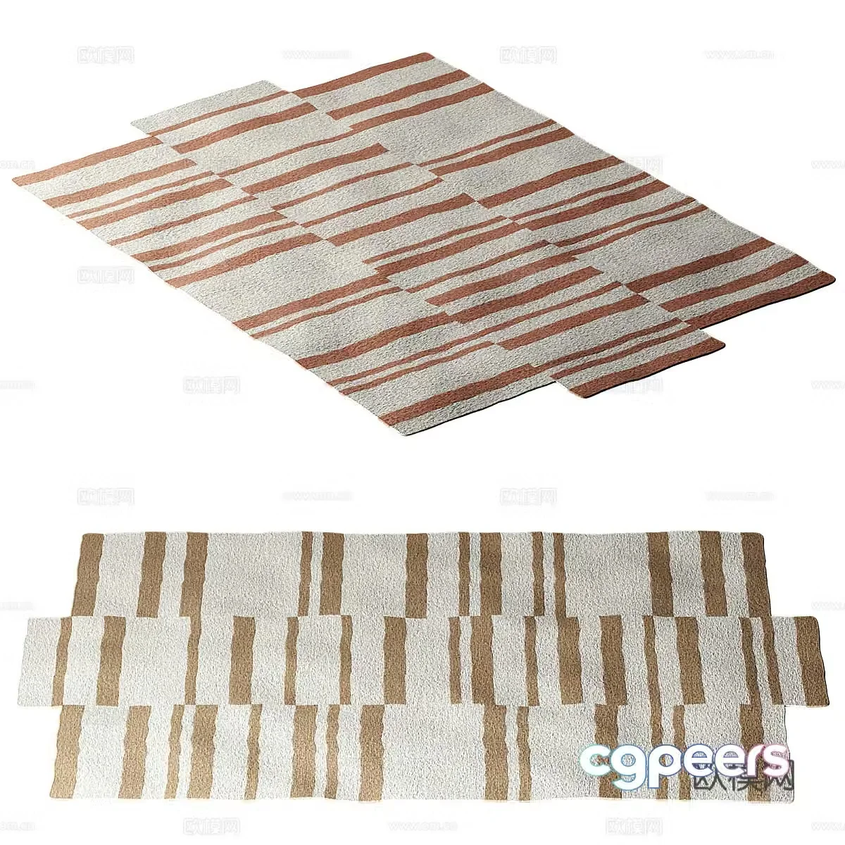 Modern fabric striped carpet 3d model