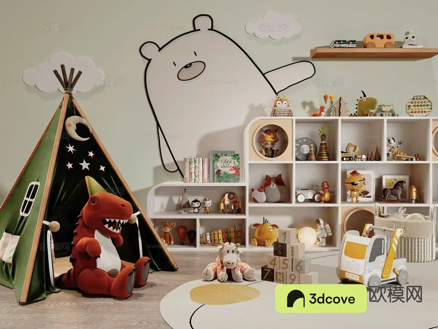 Modern children’s toys entertainment room