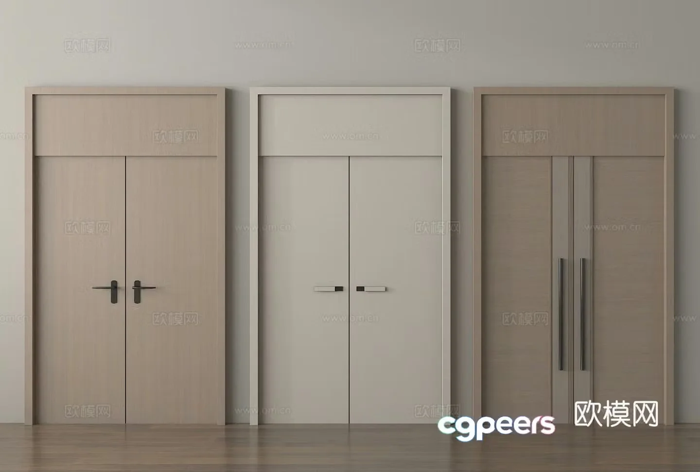 Double-open door Entrance door Conference room door Auditorium door 3D model