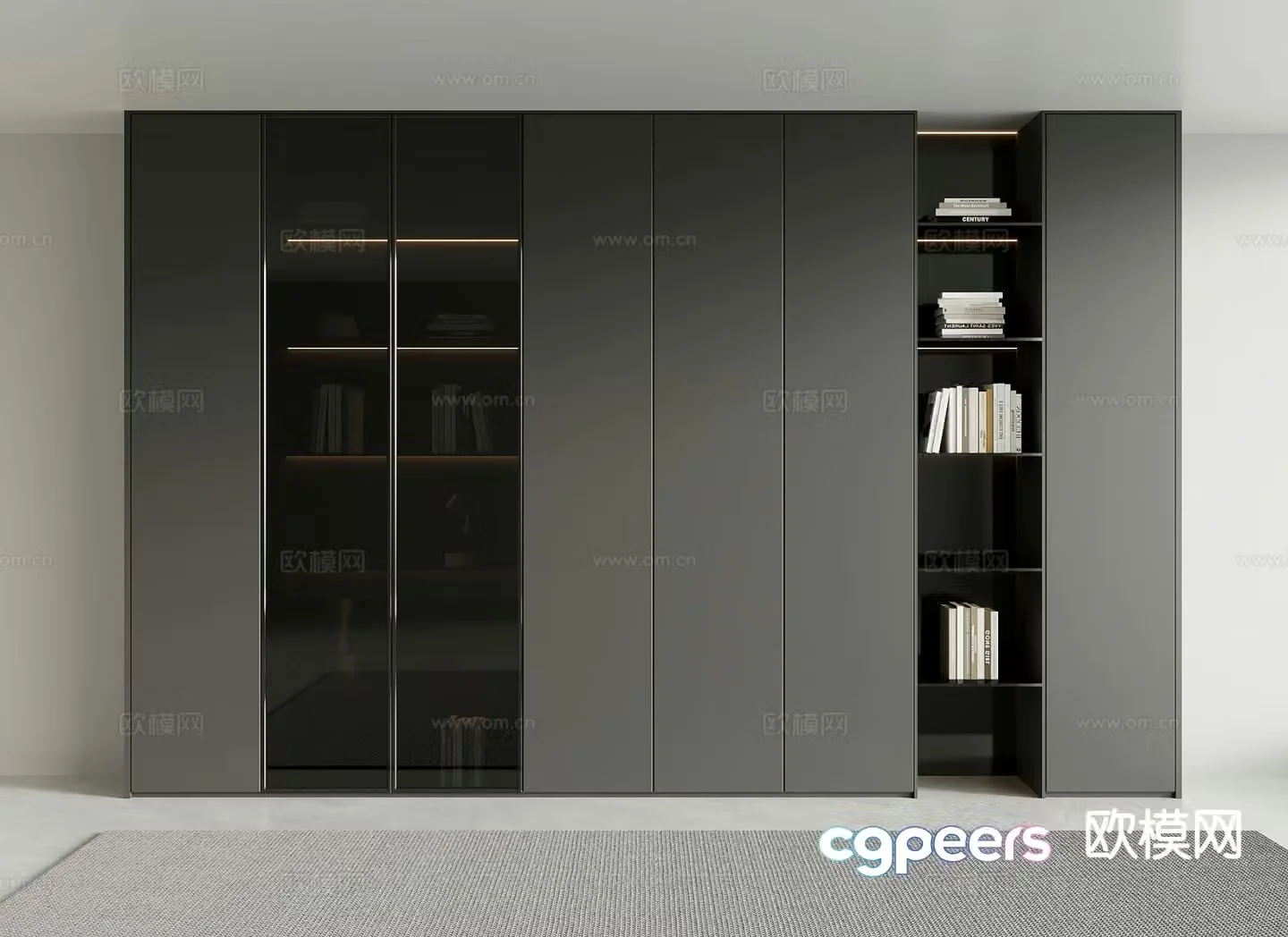 Modern bookcase display cabinet 3d model