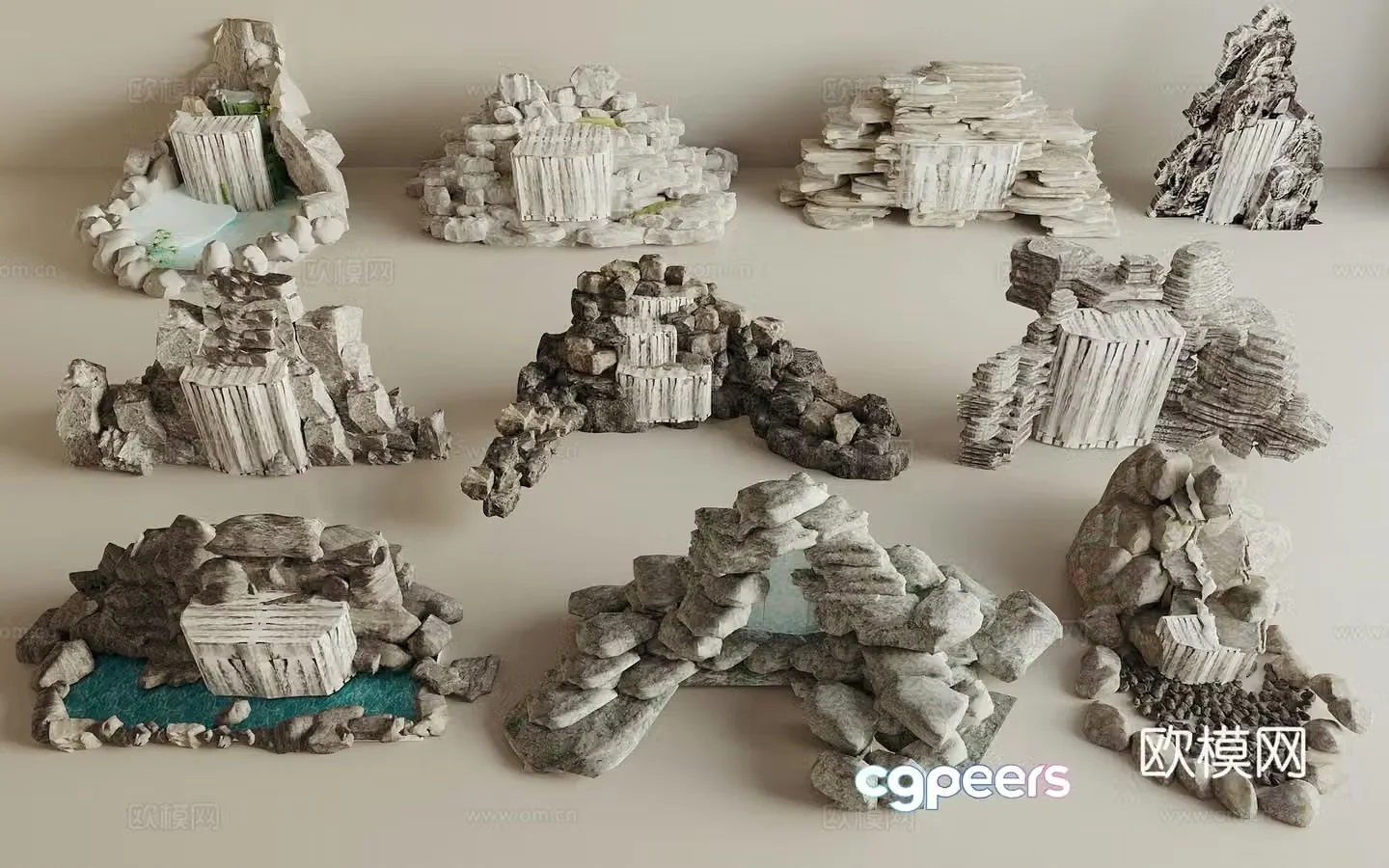 New Chinese style rockery waterscape rockery rockery stone waterfall waterfall waterfall waterscape 3D model