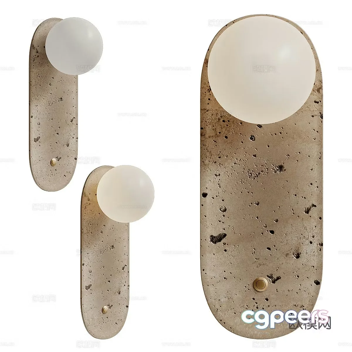New Chinese style light luxury stone decorative wall light 3D model