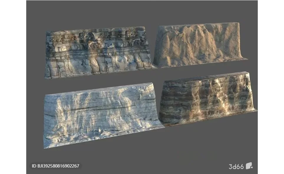The Single Main Subject Is A 3D Rendering Of Rock Formations Characterized 3D Model – 17979 – VRAY Render
