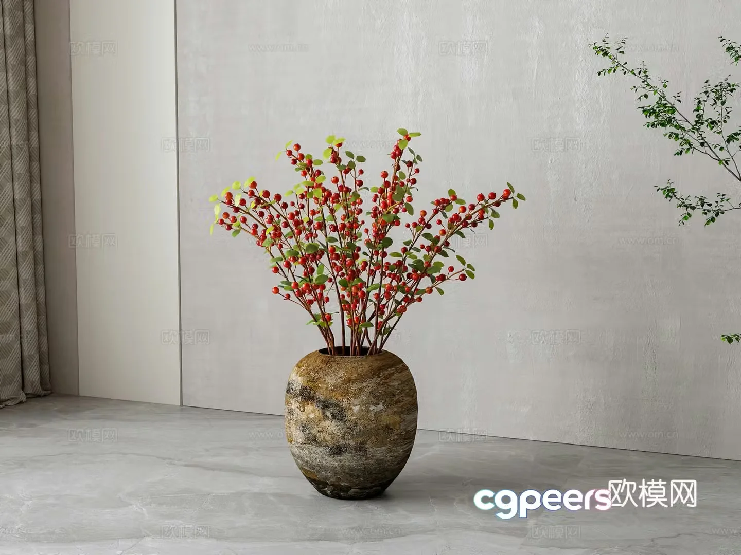 New Chinese vase flowers flower arrangement 3d model