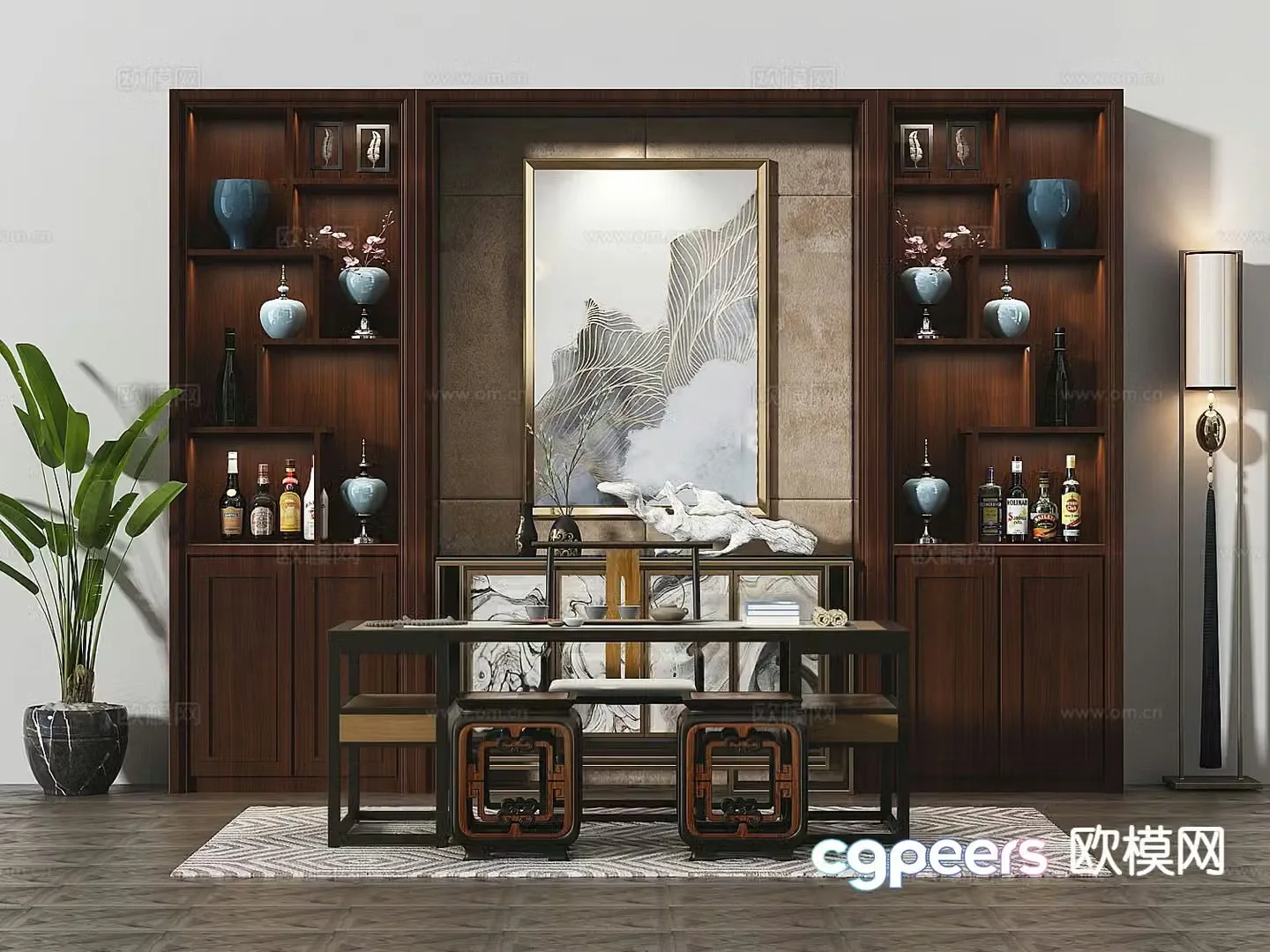 New Chinese style tea table tea table 3d model