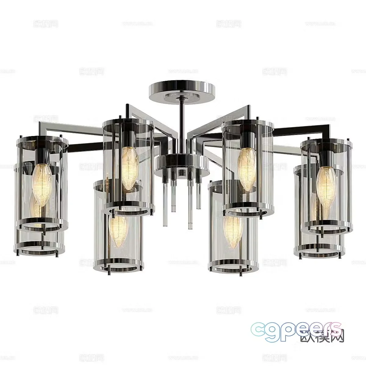 Modern simple chandelier chandelier simple chandelier glass chandelier restaurant chandelier 3d model