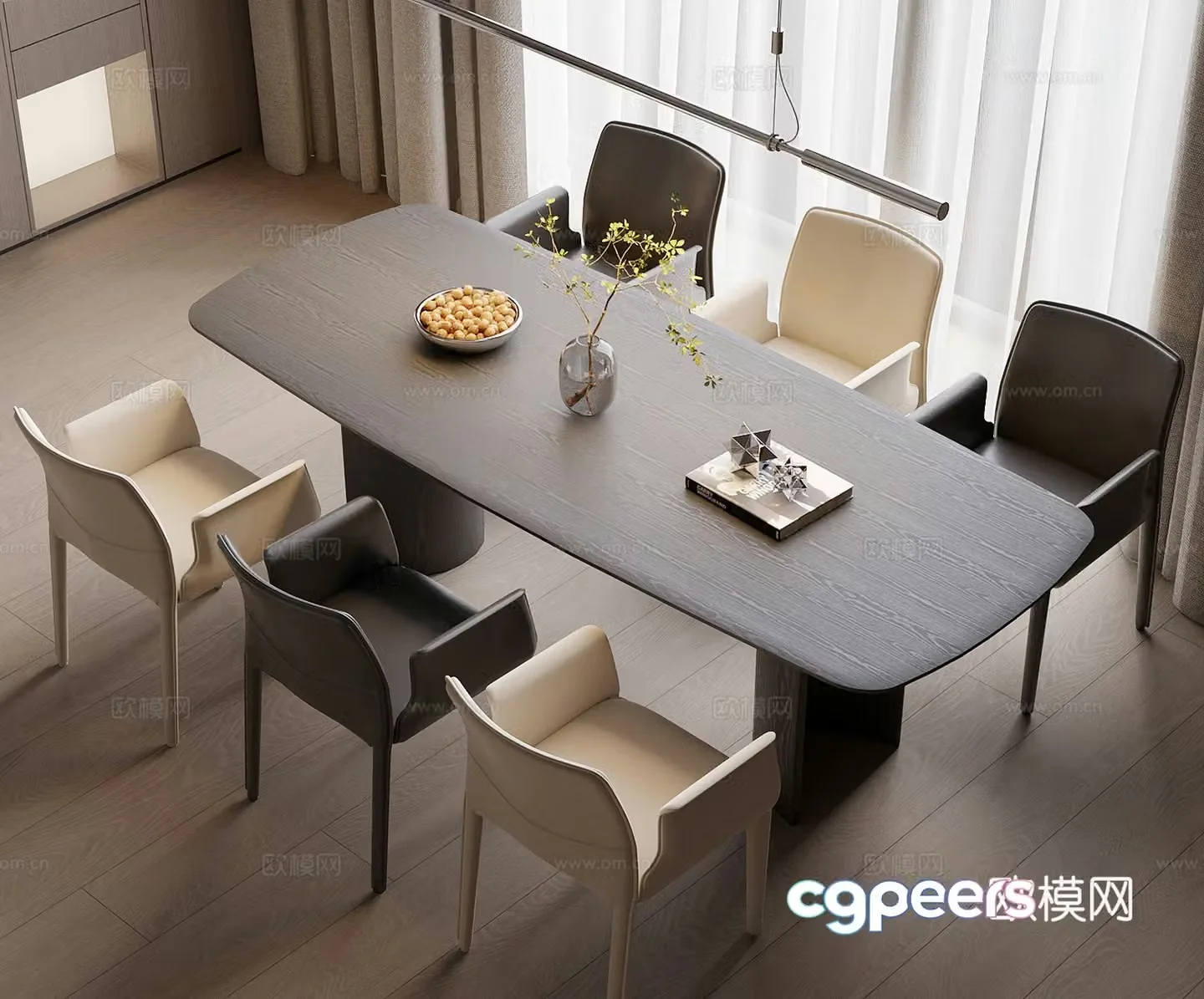 Modern Italian dining table and chair 3d model