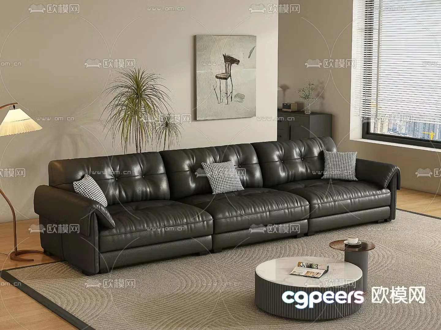 Modern multi-seater sofa 3d model