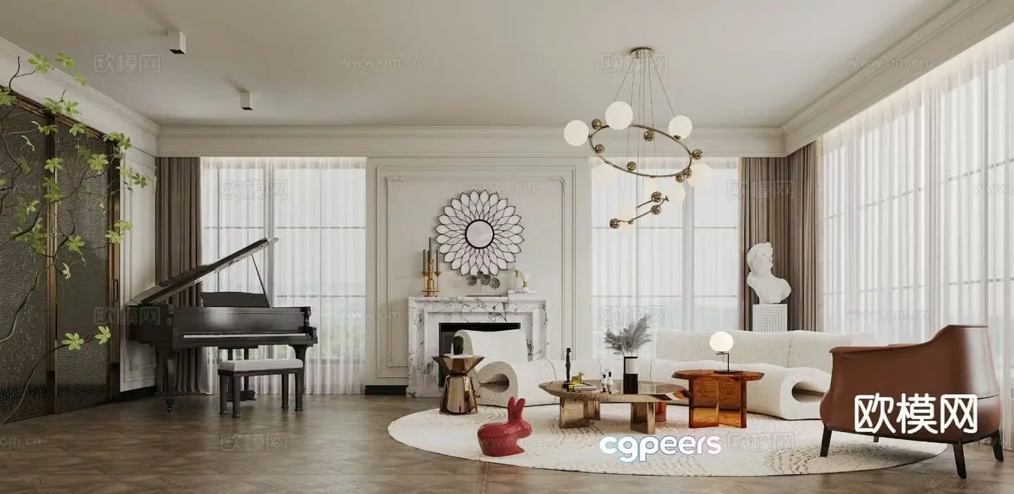 French living room 3d model