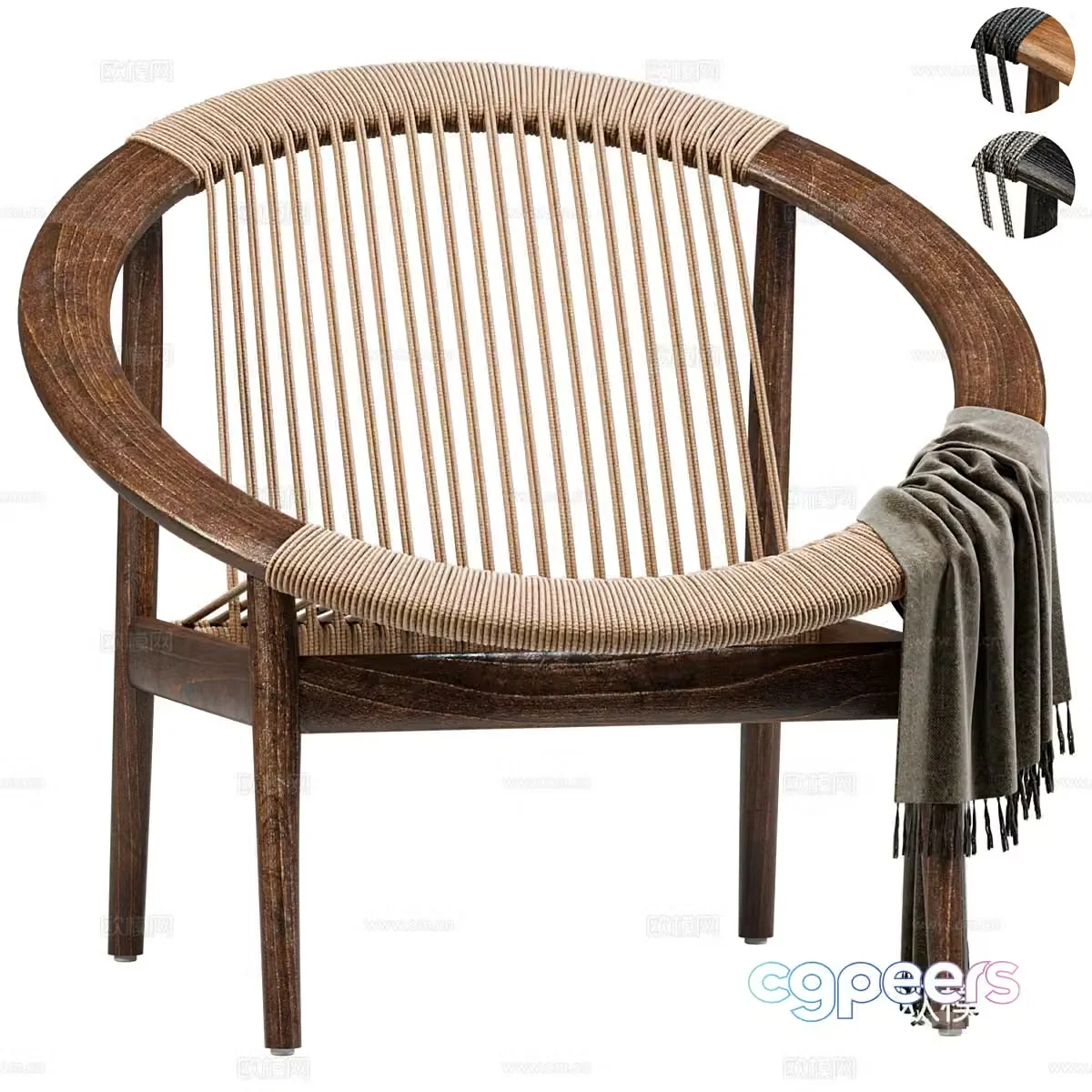 New Chinese wicker chair 3D model