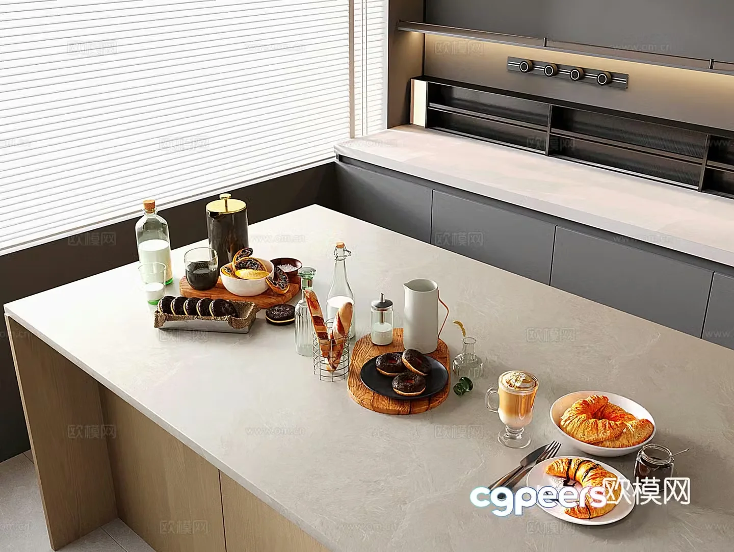 Modern food bread kitchen supplies 3d model