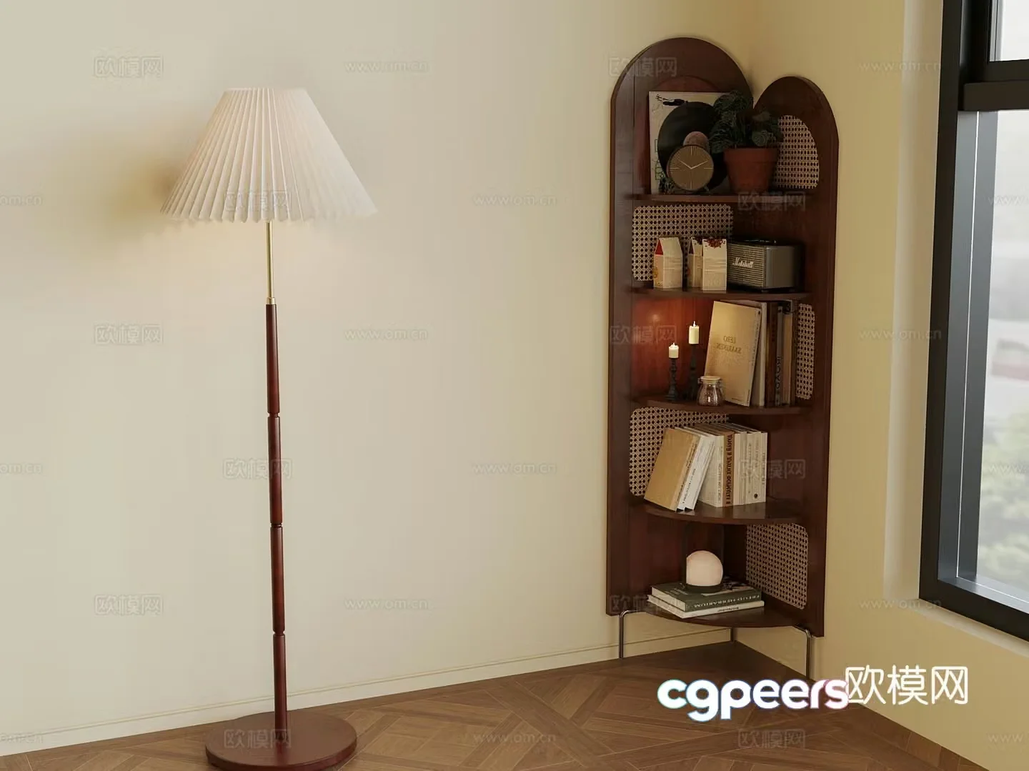 Medieval style bookcase bookshelf 3d model