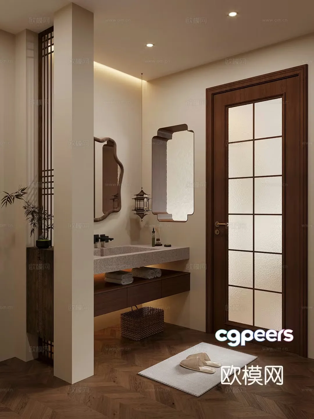 New Chinese style bathroom dry area bathroom cabinet bathroom 3D model