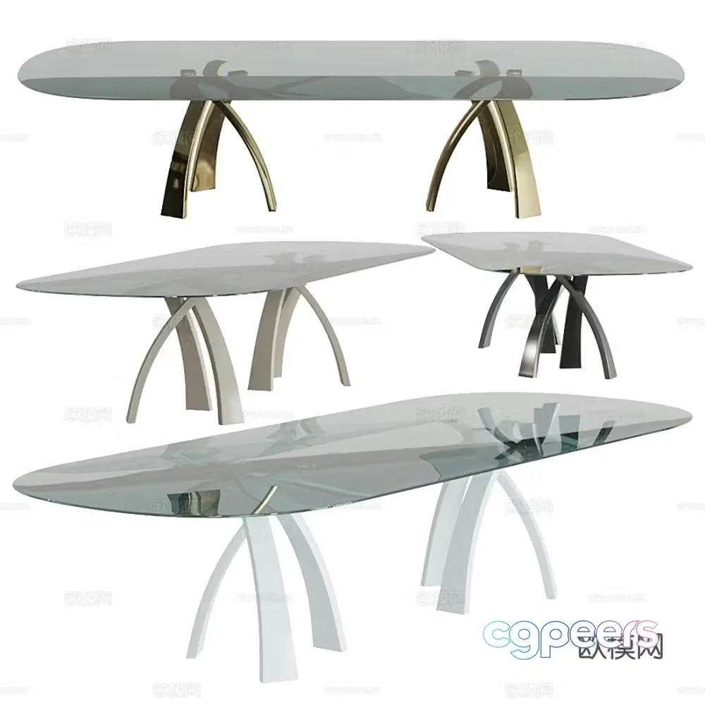 Glass dining table minimalist dining table 3d model