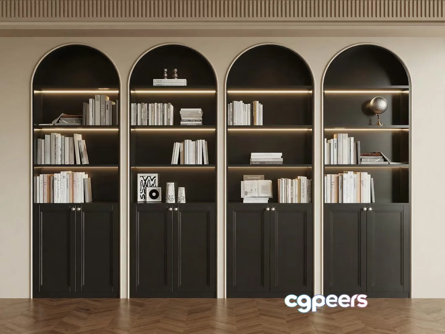 Modern Bookshelves 3D Model – 6197 – VRAY Render