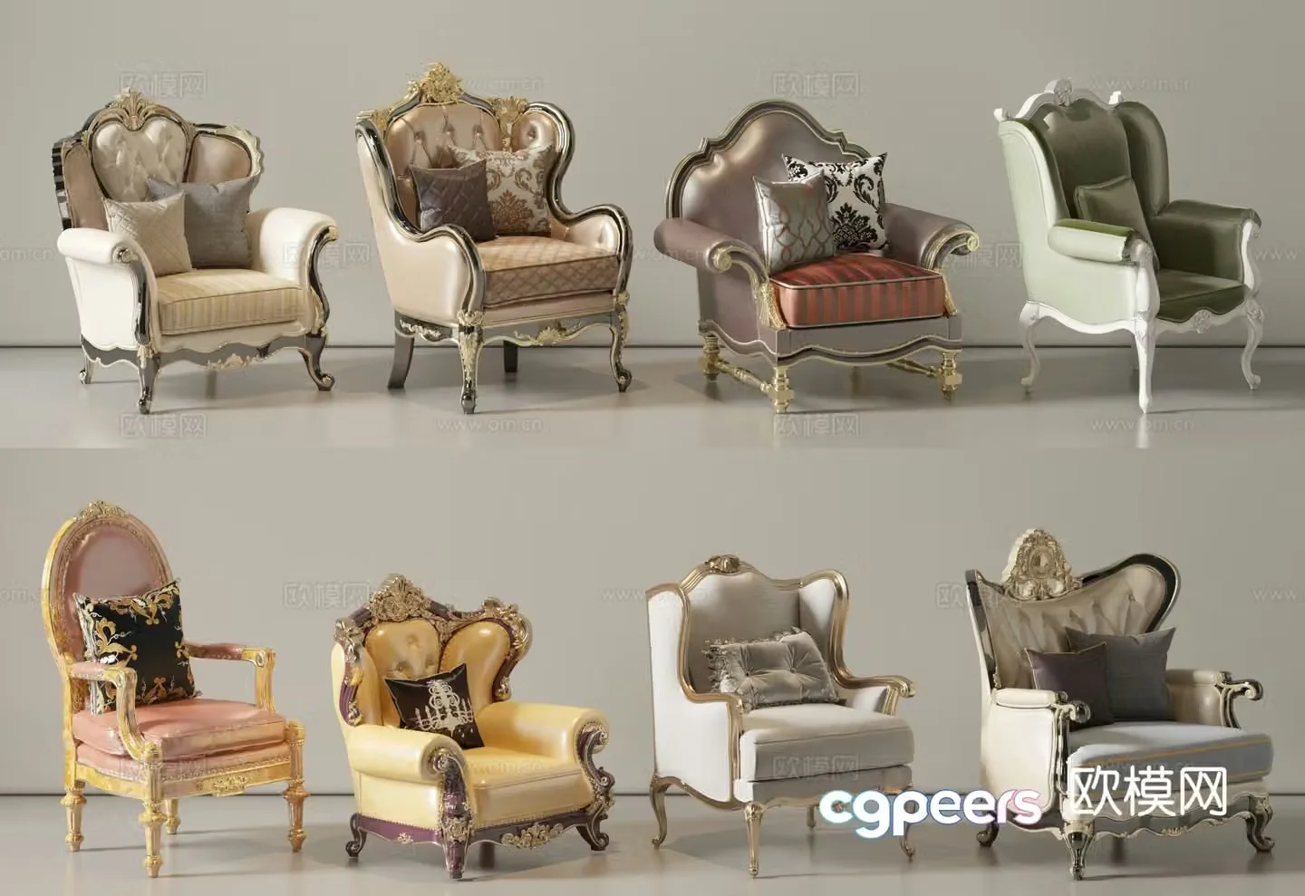 European style single sofa 3d model
