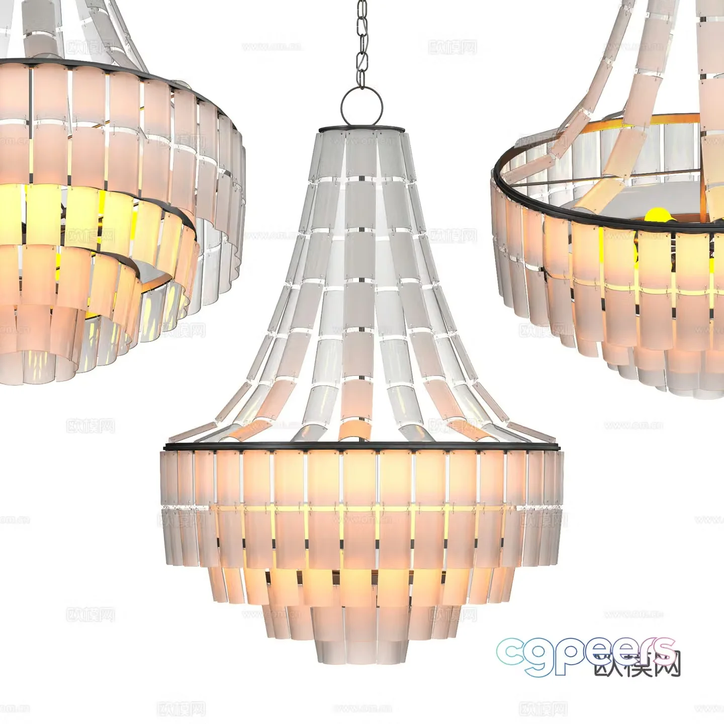 New Chinese style light luxury Vintner white chandelier 3D model