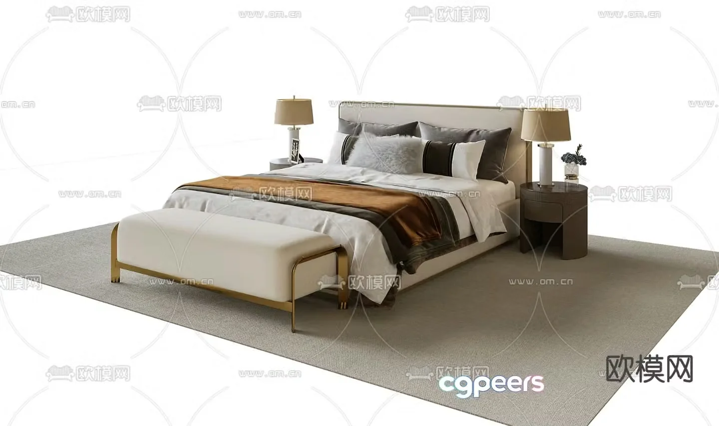 Modern double bed 3d model