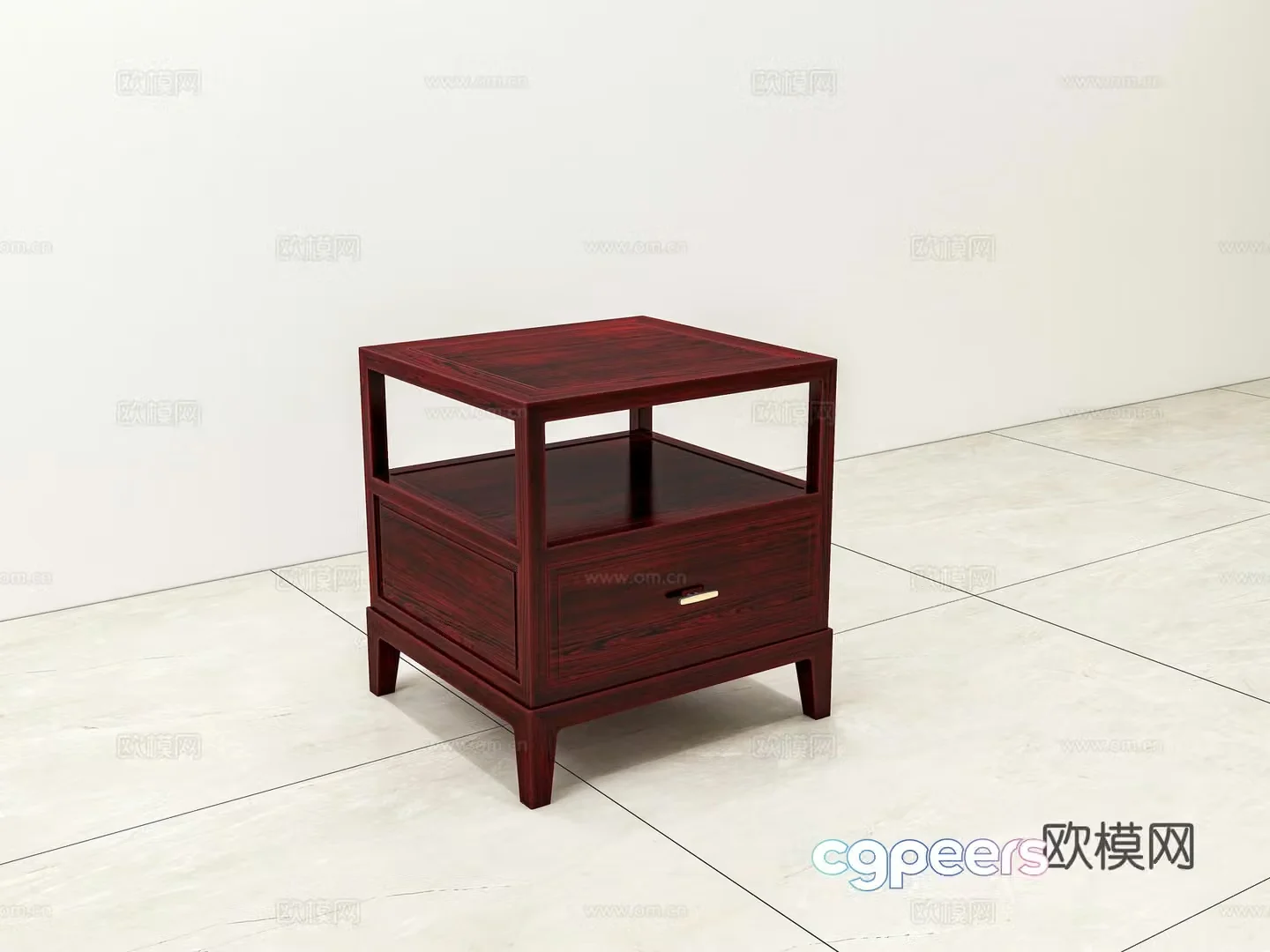 New Chinese style bedside table solid wood mahogany 3D model