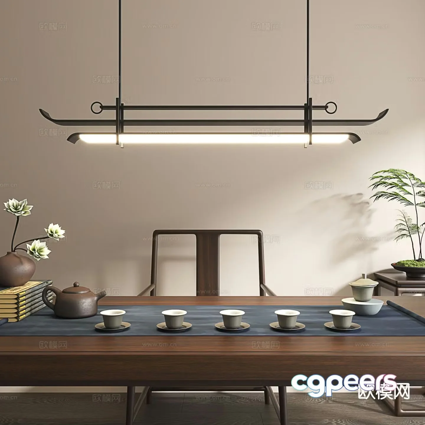 New Chinese style chandelier 3d model