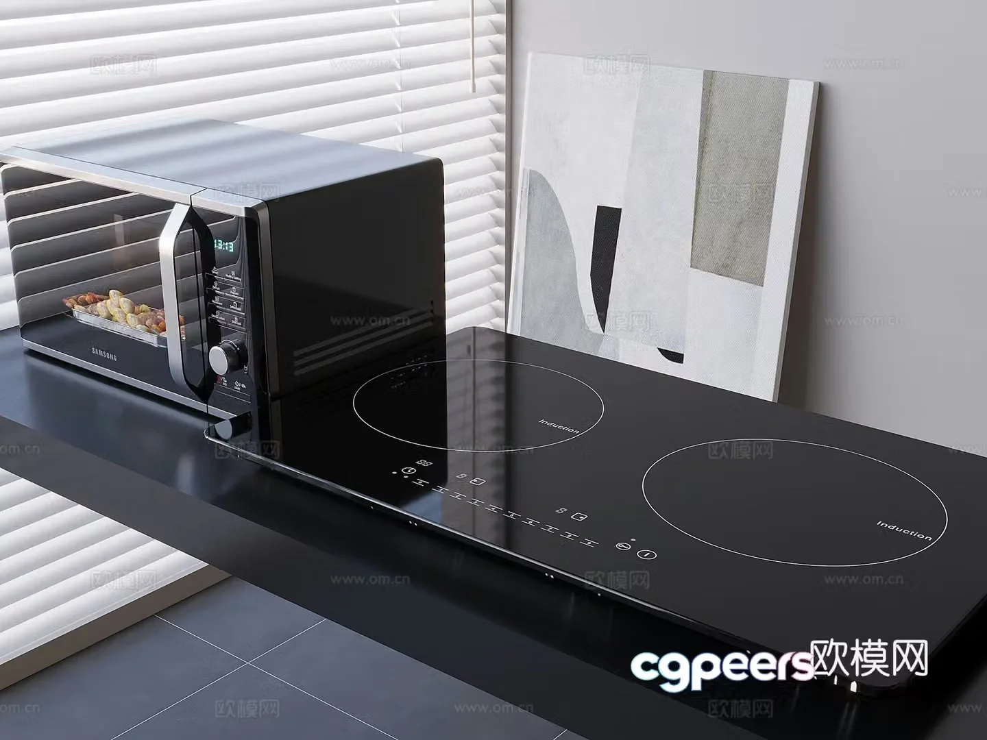 Microwave oven dual stove induction cooker electronomy furnace 3D model