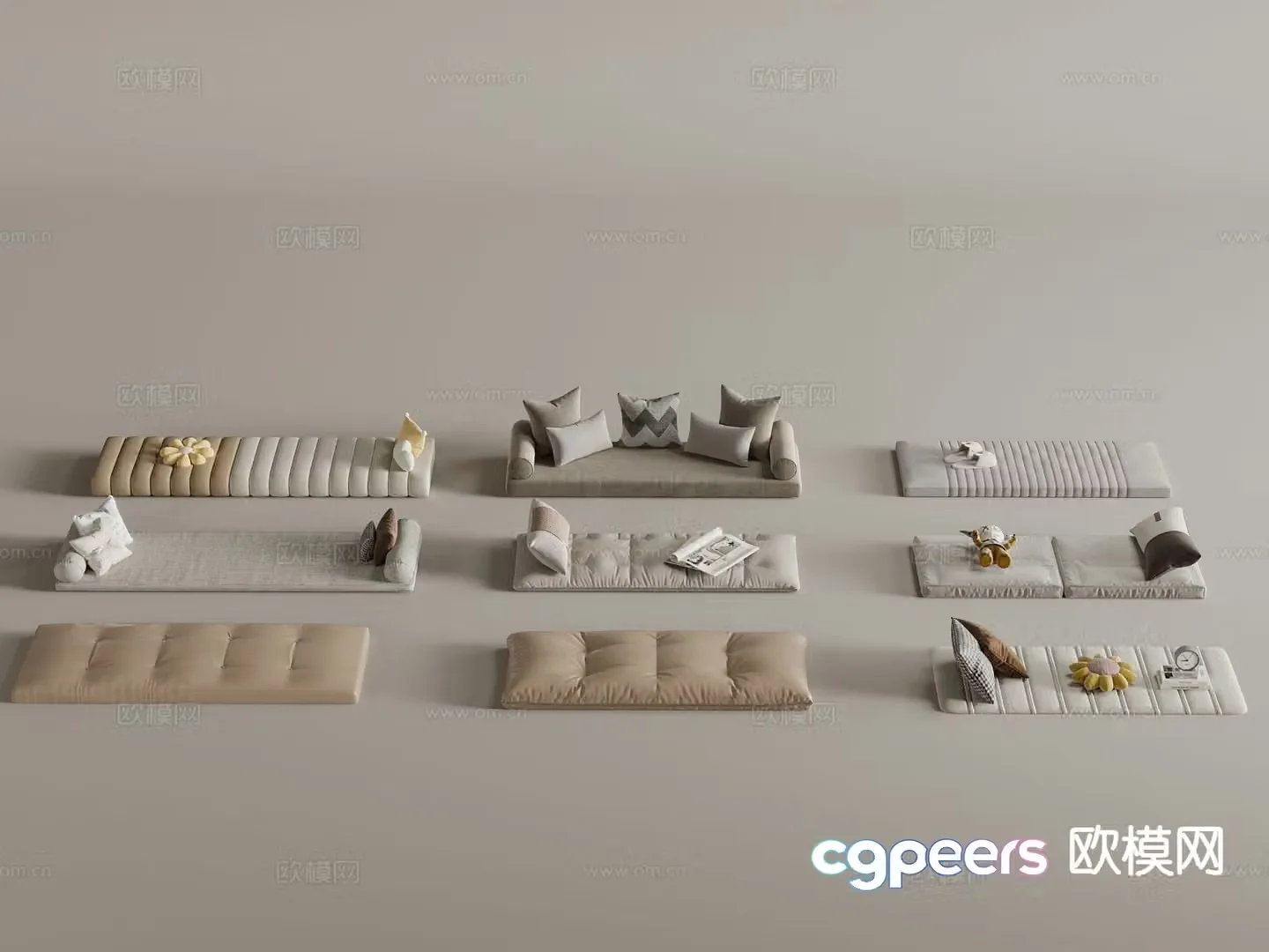Seat cushion bay window cushion sofa cushion 3D model