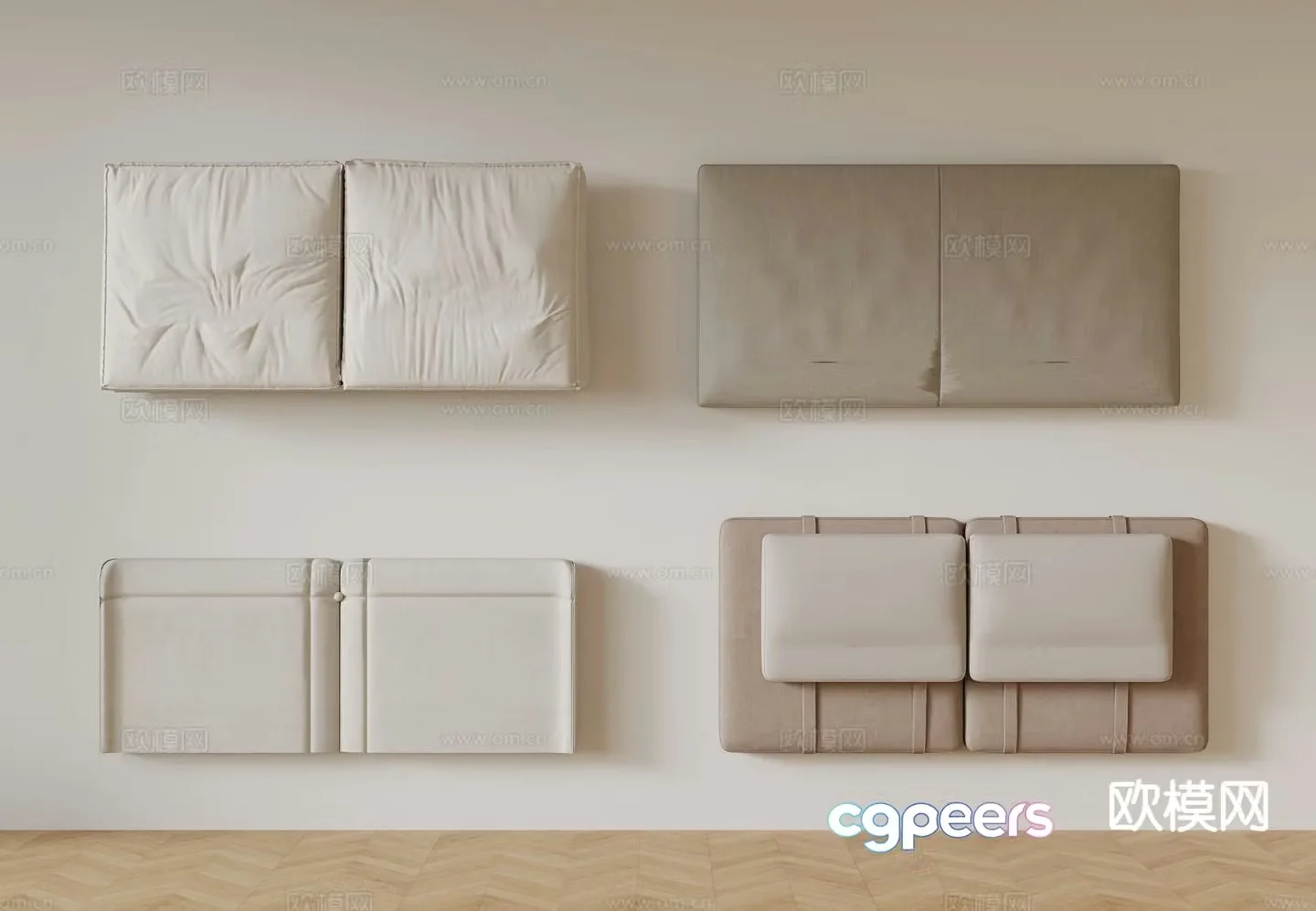 Cream style soft bag bed back 3d model