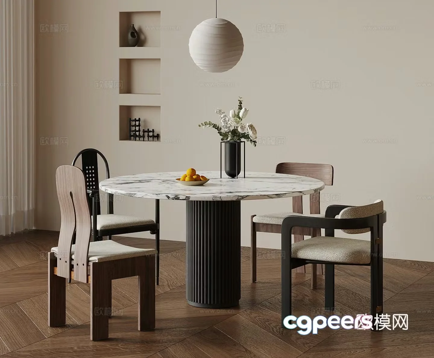 Dining table and chair French ancient dining table and chair Dining table 3D model