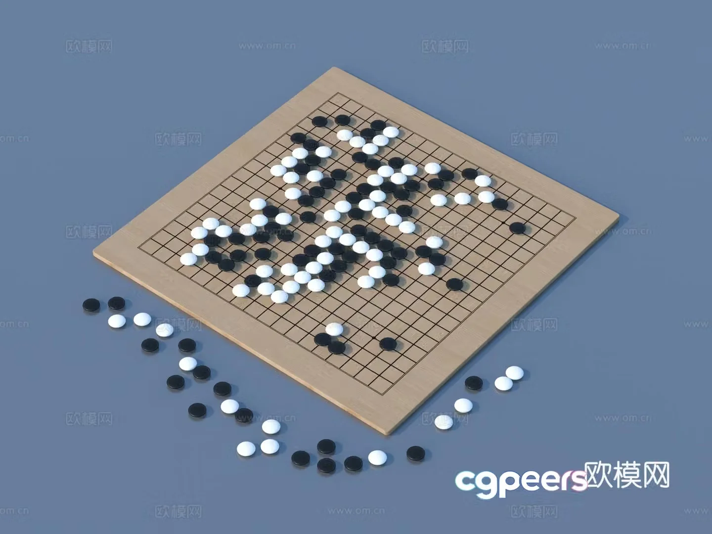 Go chess piece chess board 3d model