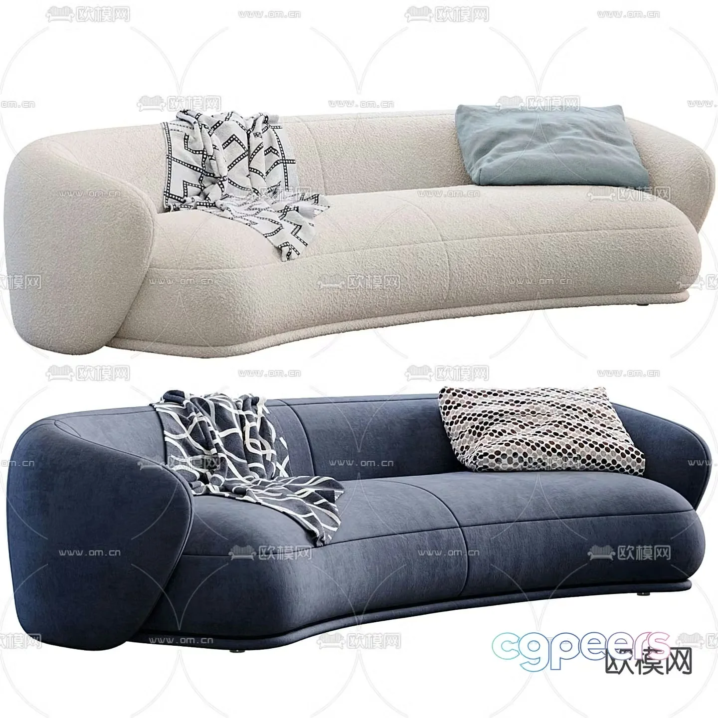B&B Italia curved sofa double sofa 3d model