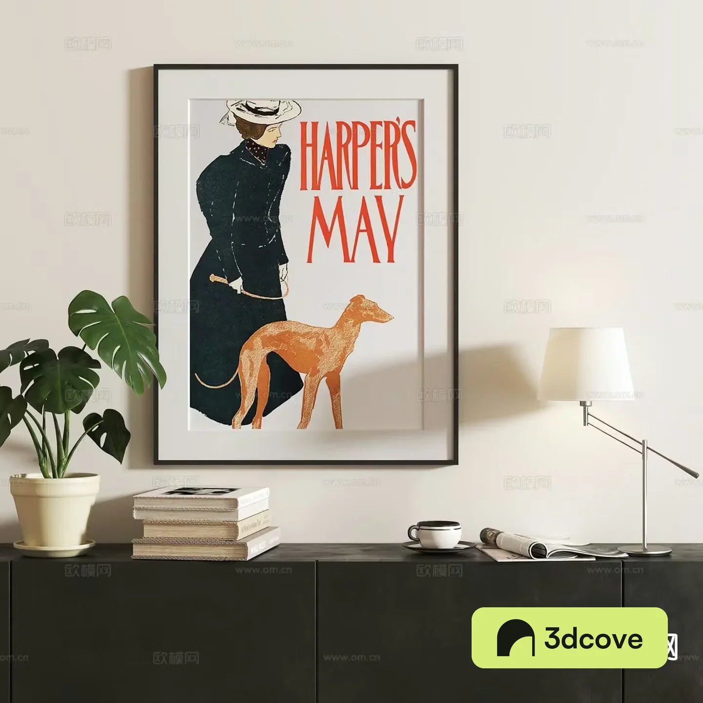 French retro hanging painting character cartoon