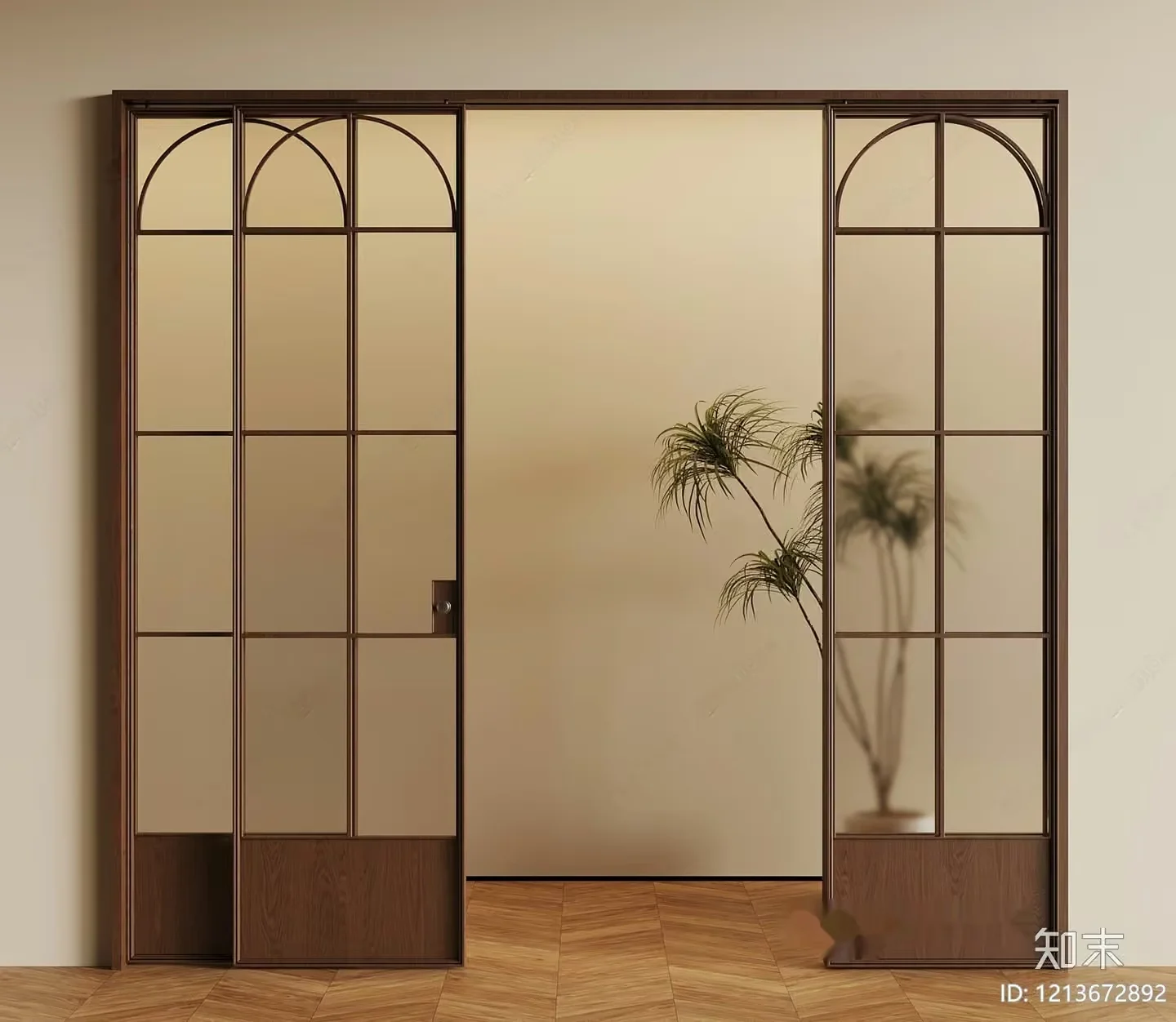 A Sliding Door With A Plant 3D Model – 6924 – VRAY Render