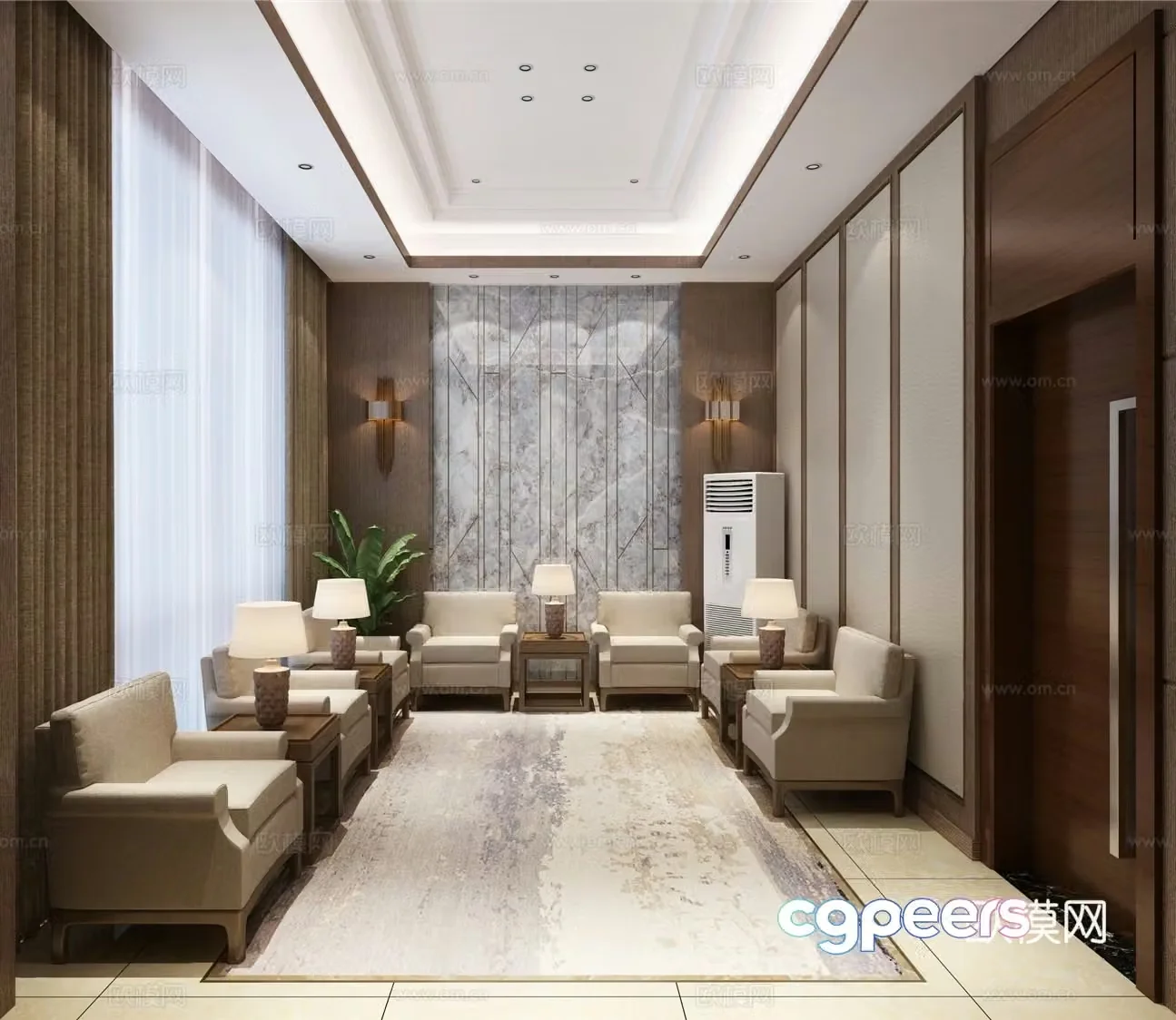 Modern reception room negotiation room 3d model