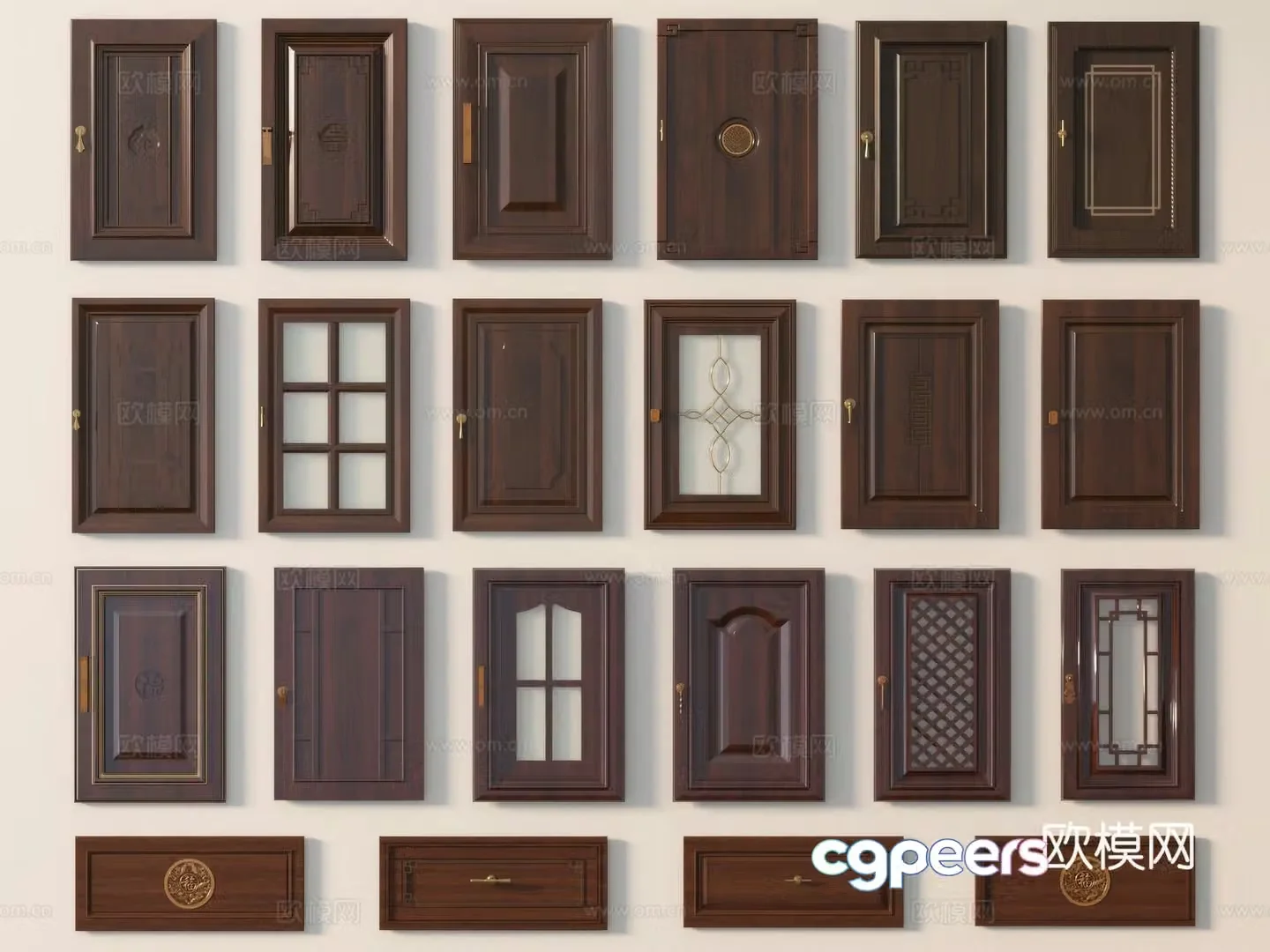 Chinese cabinet door glass cabinet door drawer cabinet door solid wood cabinet door 3D model