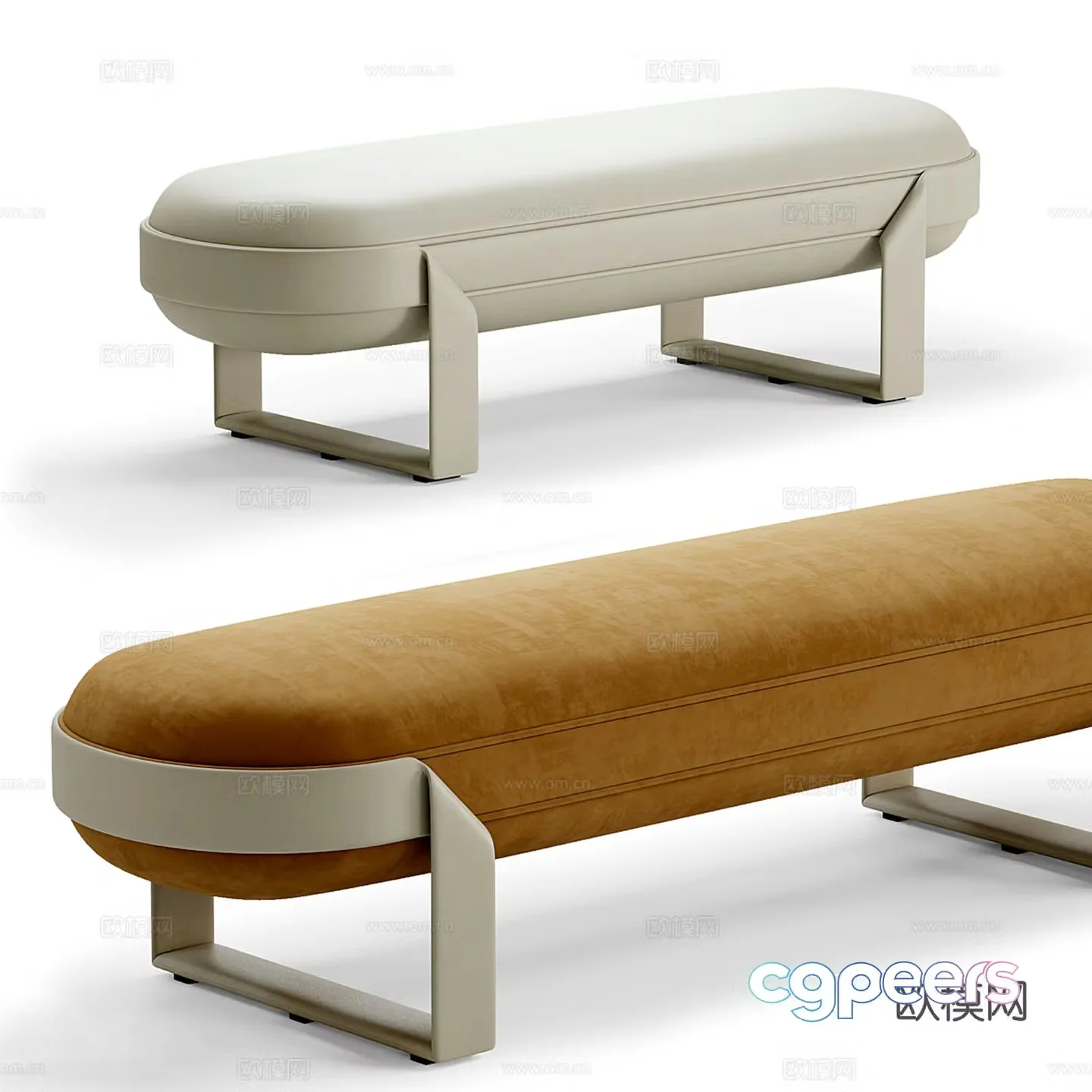 Modern sofa stool low stool bench 3d model