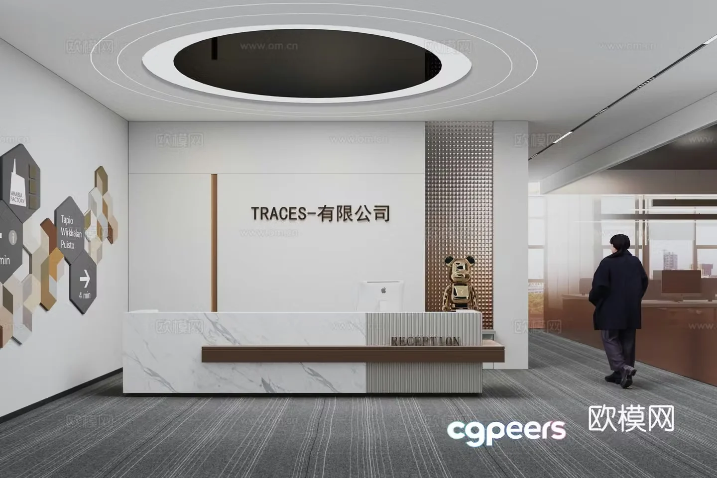 Modern company front desk 3d model