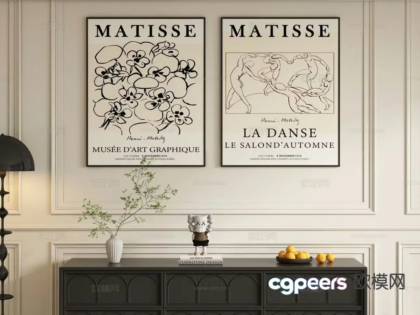 Modern decorative painting hanging painting 3d model