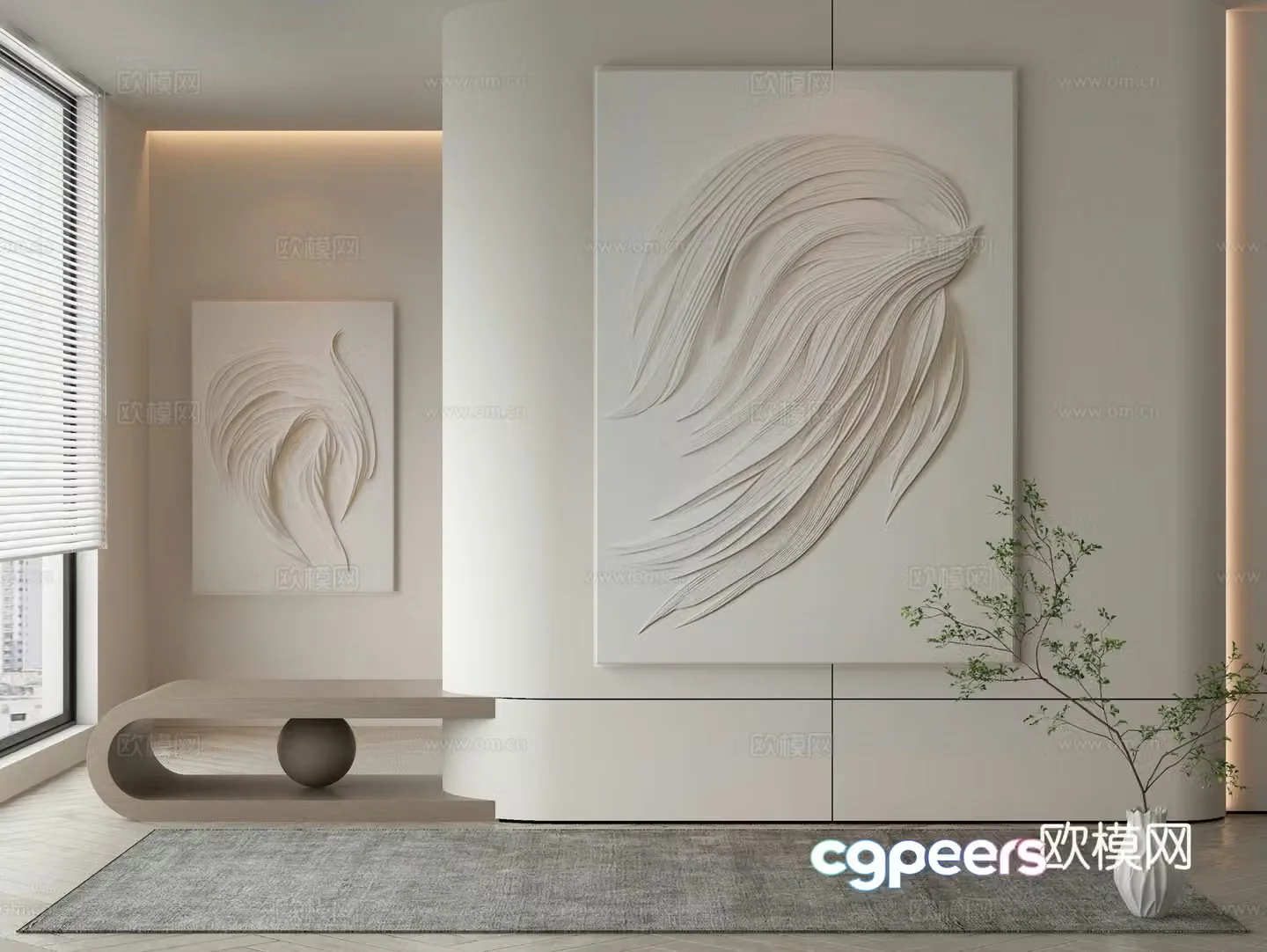 Modern texture painting decorative painting 3d model