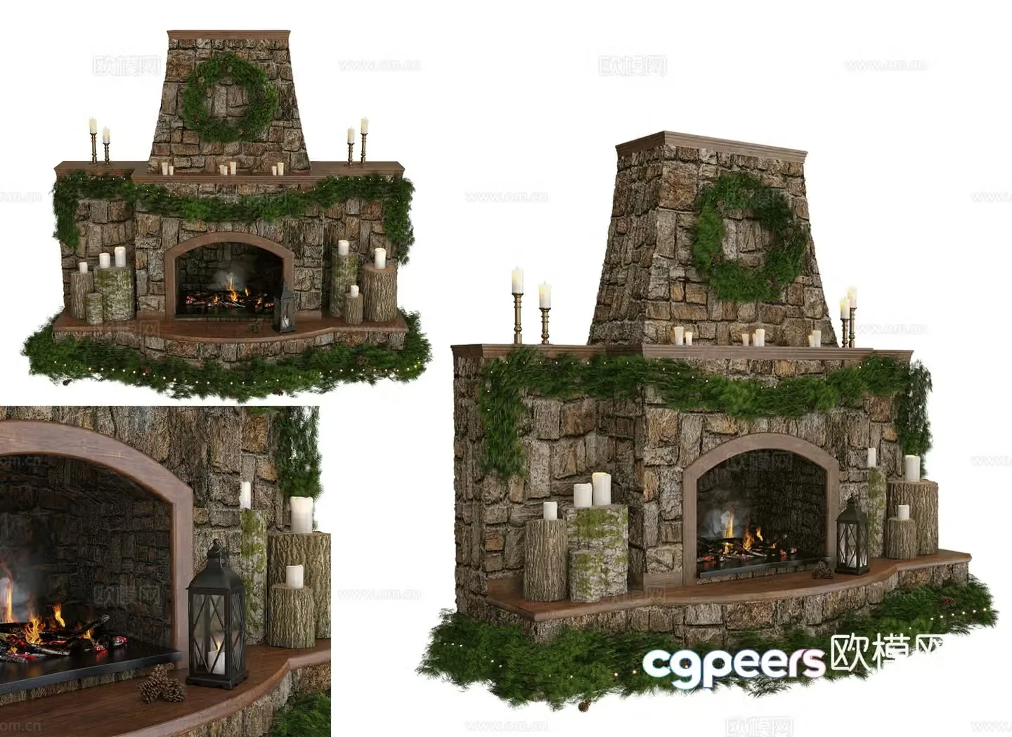 American Christmas fireplace European style living room fireplace brick real fireplace living room large fireplace fireplace 3d model