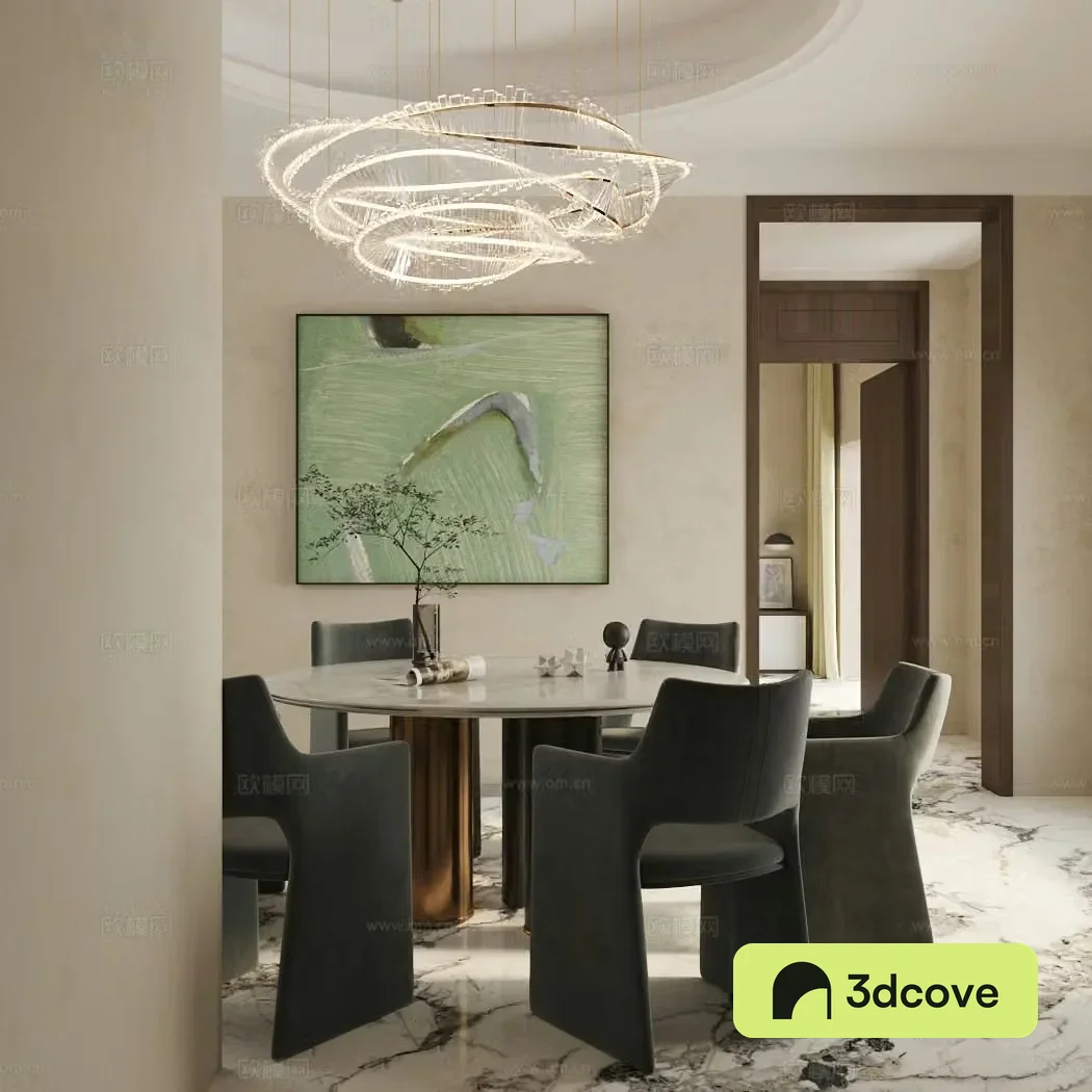Modern home restaurant private room dining table and chair combination chandelier