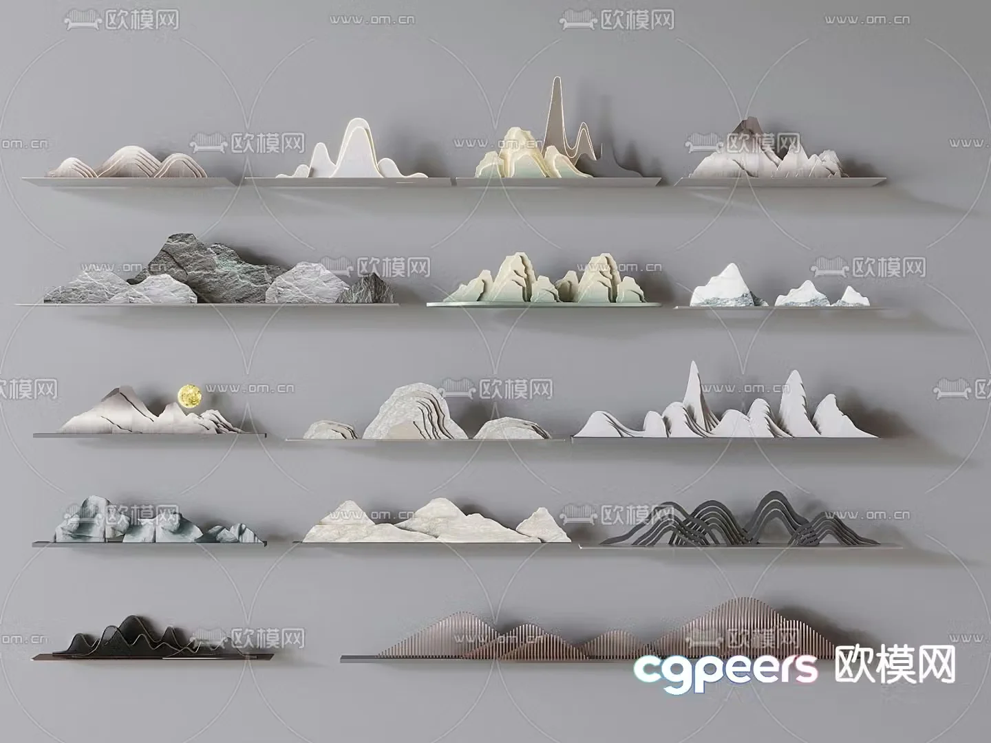 New Chinese style rockery flakes pseudo-mountain stones schist stones 3D model