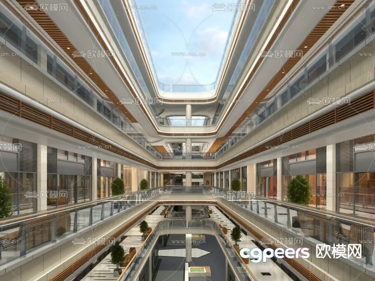 Modern shopping mall aisle shopping mall atrium 3d model
