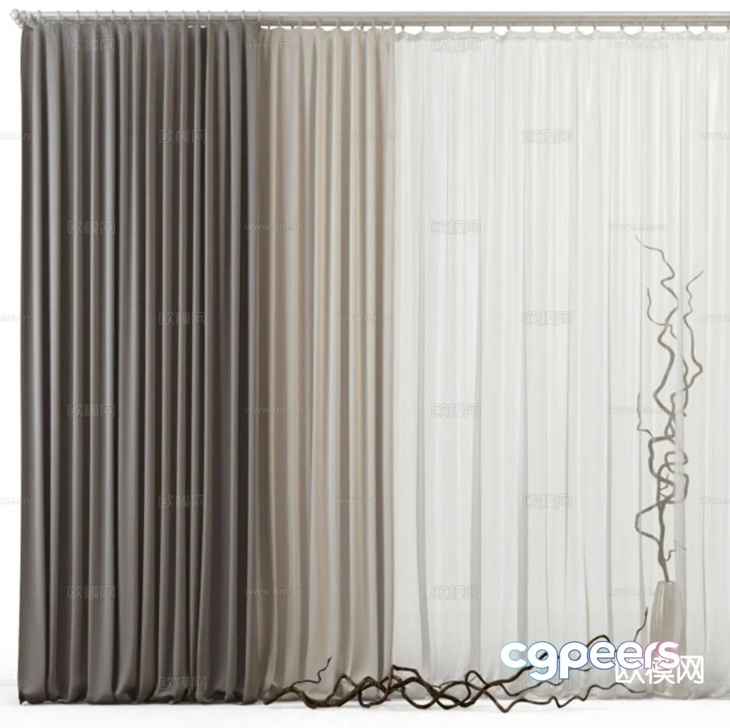 Plain curtains and screens 3d model