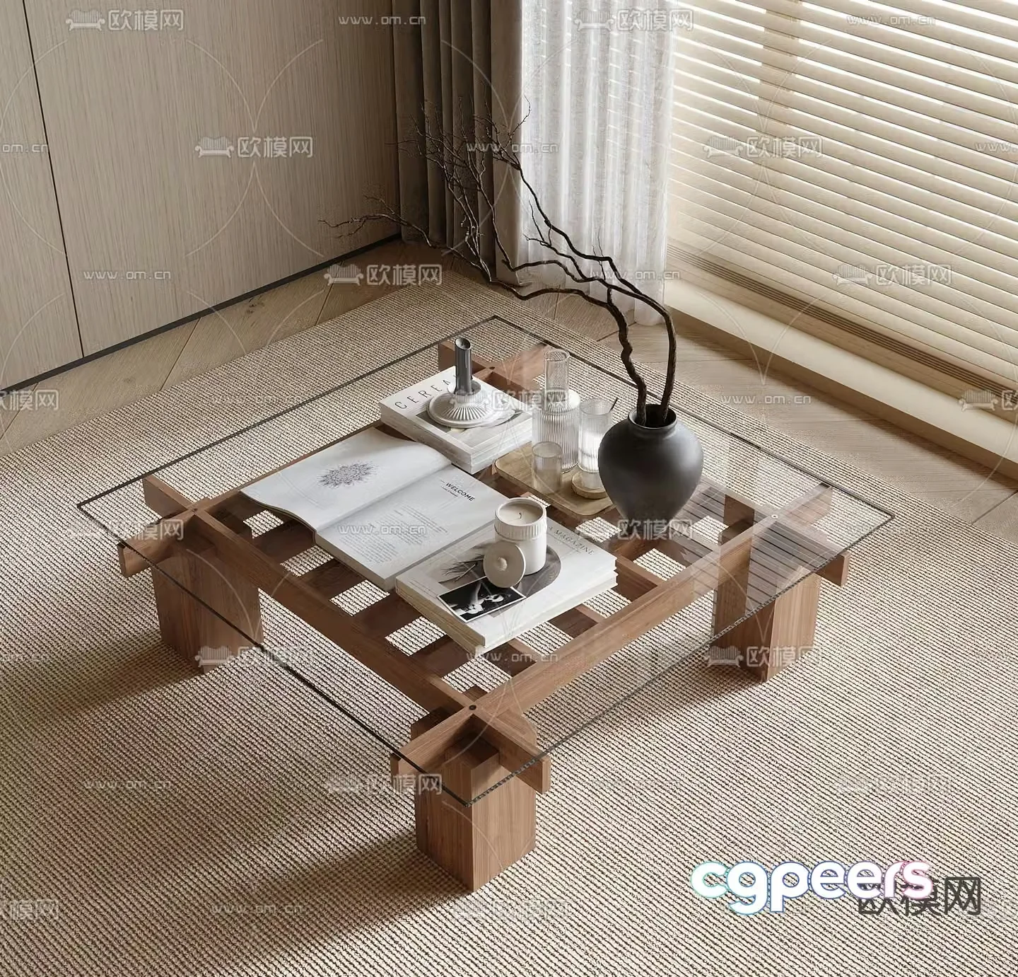 Glass coffee table 3d model