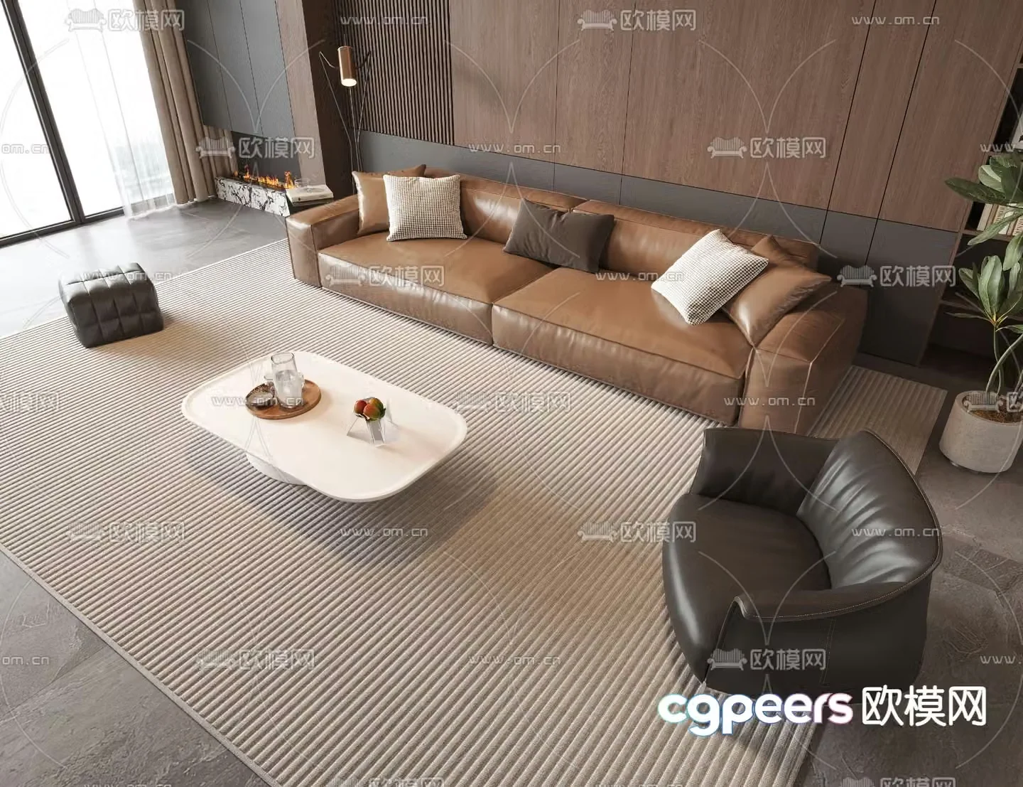 Modern modular sofa leather sofa 3d model