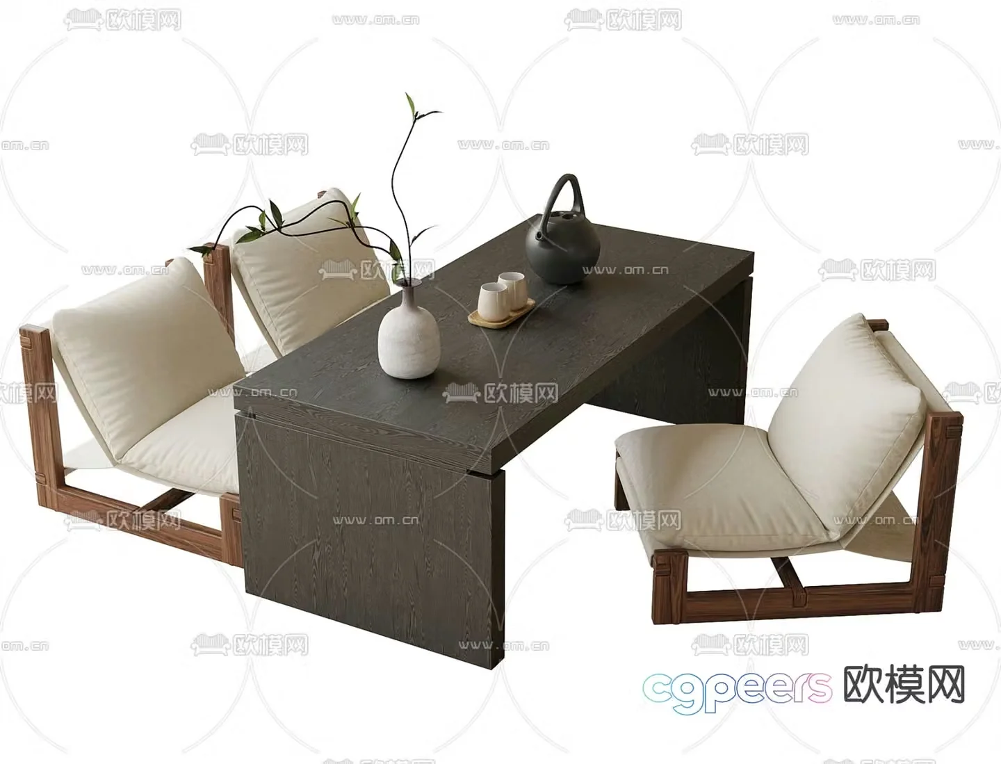 Modern tea table and chair 3d model
