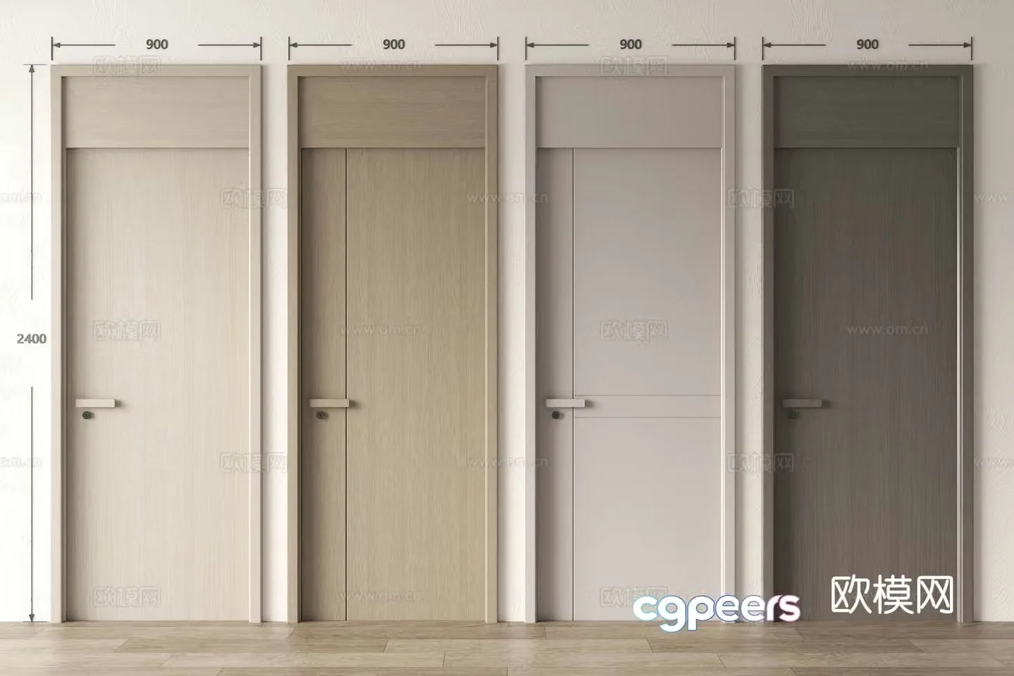 Modern single-open door wooden door open ceiling door bedroom door minimalist door 3D model