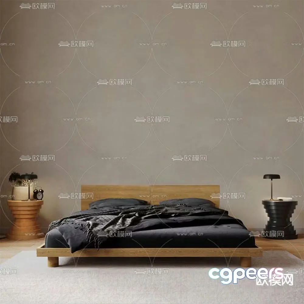 SIJU wabi-sabi double bed 3d model