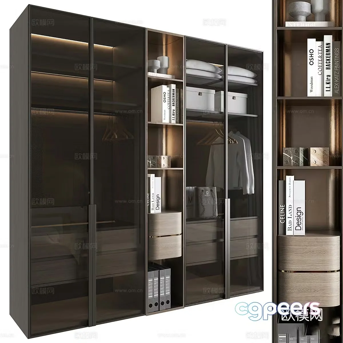 Modern Italian minimalist glass wardrobe 3d model